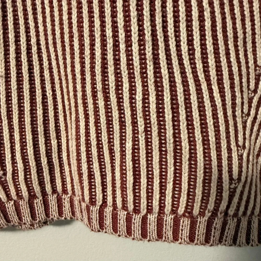 Rachel‎ Zoe Cowl Neck Striped Knit Sweater Size S Burgundy Cream Casual